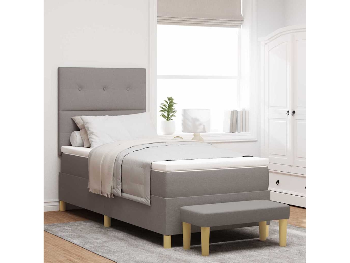 Vidaxl Cama Box com Almofada Cinzento acastanhado 200 X 90 Cm Tecido