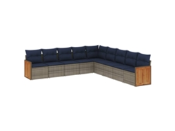Conjunto de Sofá de Jardim, 9 Peças, Almofadas, Rattan Cinza MAISON EXCLUSIVE