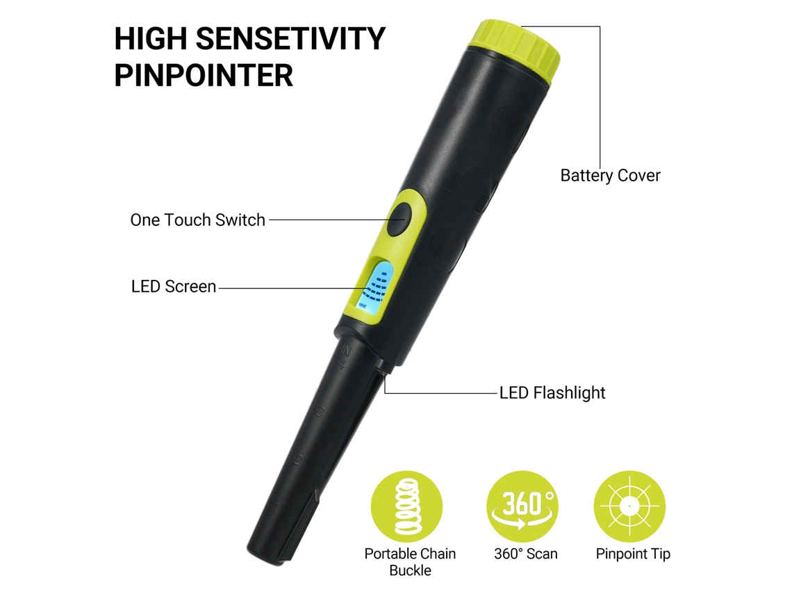 Detector de metais pinpointer, à prova d'água IP68, com tela LCD, 3 modos, para caça ao tesouro | S/MARCA