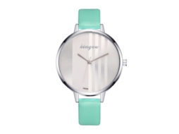 Relógio de Pulso Feminino de Quartzo com Pulseira de Couro Pu Estilo Simples Dial Redondo Mint