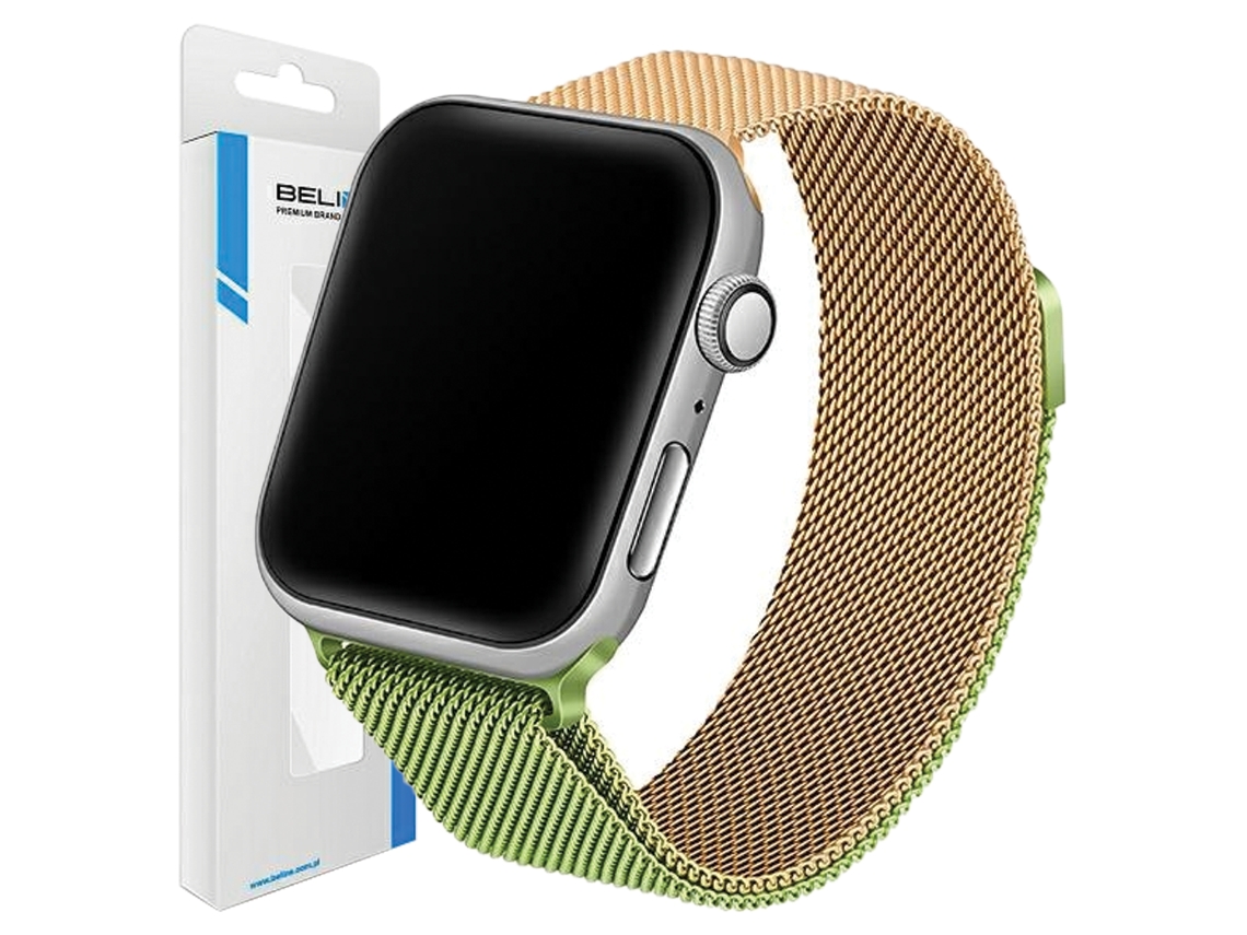 Pulseira De Aço Beline Para Apple Watch 38/40/41 Mm Verde/dourada