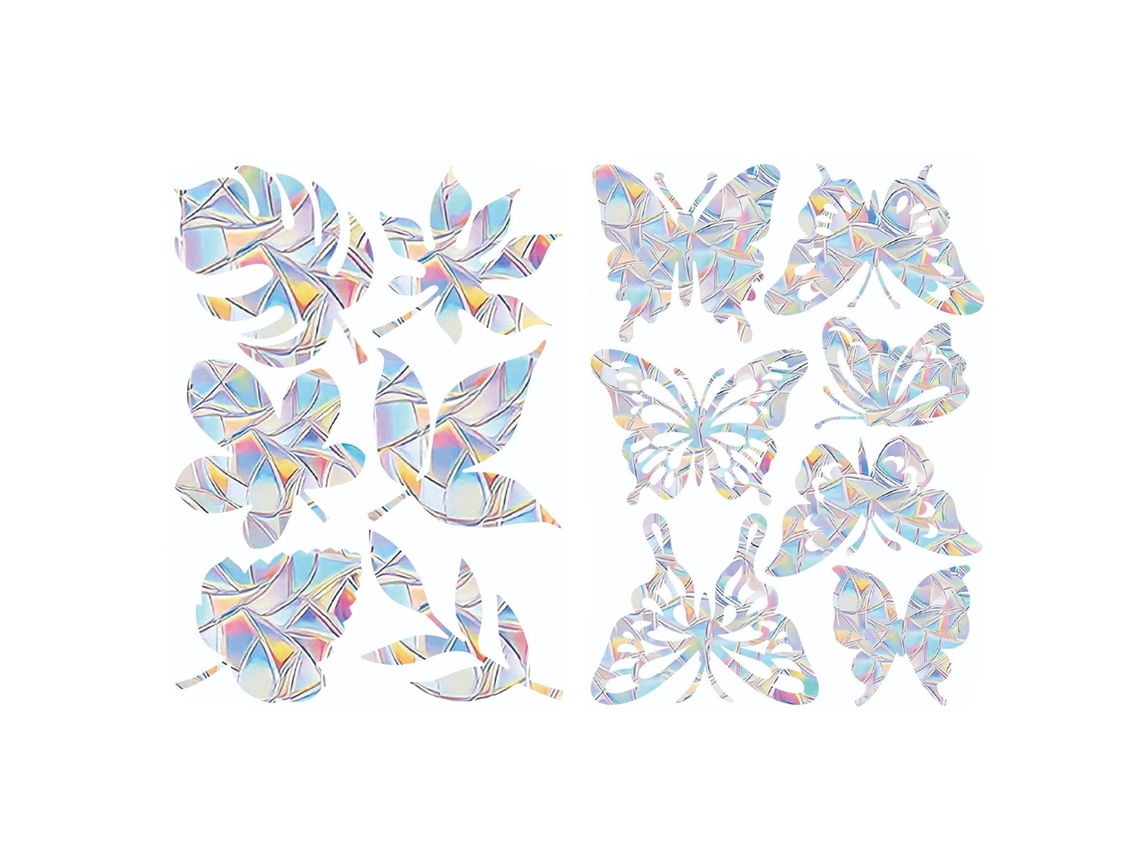Adesivos Suncatcher Para Janela, Adesivos Estáticos Para Prevenção De Colisões Com Pássaros, Com Pássaros, Borboletas, Penas E Folhas