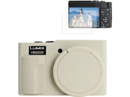 Capa Protetora Silicone HEXINYIGJLY para Lumix Tz99/zs99antiderrapante, Acesso Tripé,películas Bege