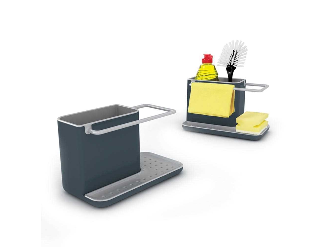 Organizador Para Pia De Cozinha Cinza E Preto, Suporte Multiuso Para Utensílios E Acessórios De Limpeza