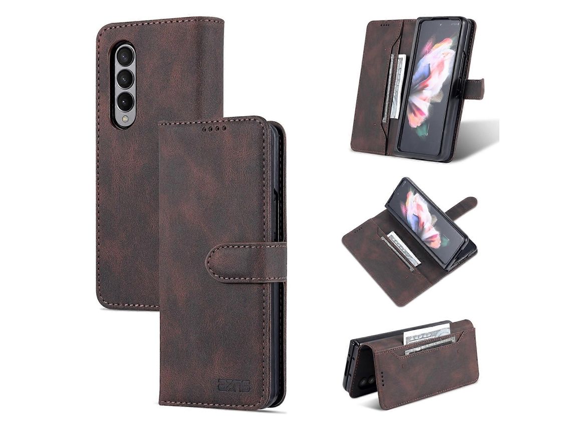 Capa Para Samsung Galaxy Z Fold4 Azns Dream Ii Com Toque De Pele, Em Pu+tpu, Com Abertura Horizontal.