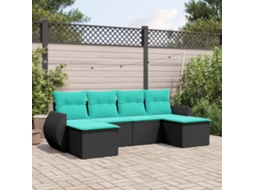 Vidaxl Conjunto De Sofá De Jardim Com 6 Peças E Almofadas Em Rattan Sintético Preto