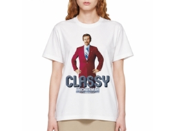 Rockinstone Anchorman Movie Ron Classy Text White Adult T-shirt Size:s