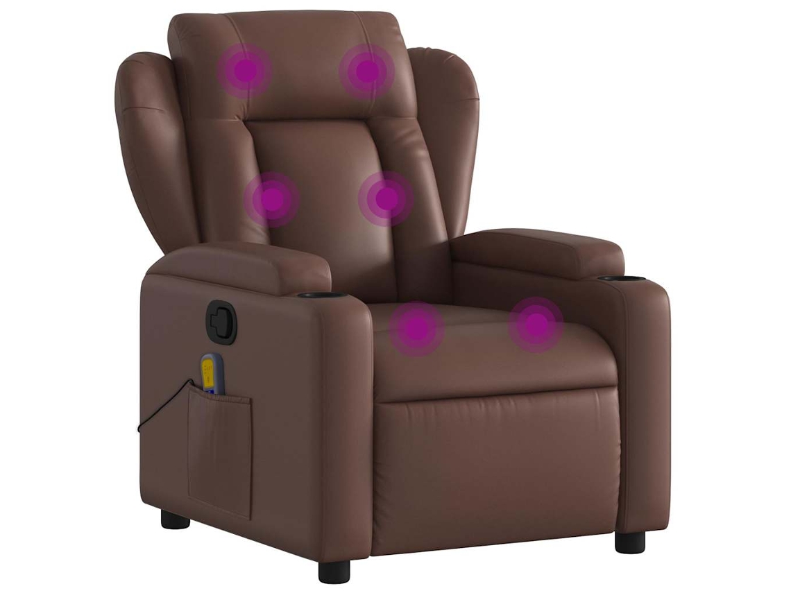 Poltrona De Massagens Reclinável Couro Vidaxl Artificial Castanho