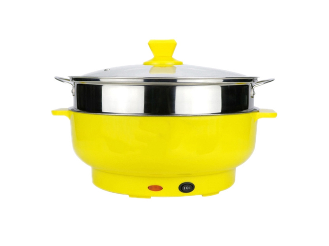 Panela Elétrica Multifuncional 1000w em Aço Inoxidável com Vapor para Shabu Shabu, Amarela LAXISCREED