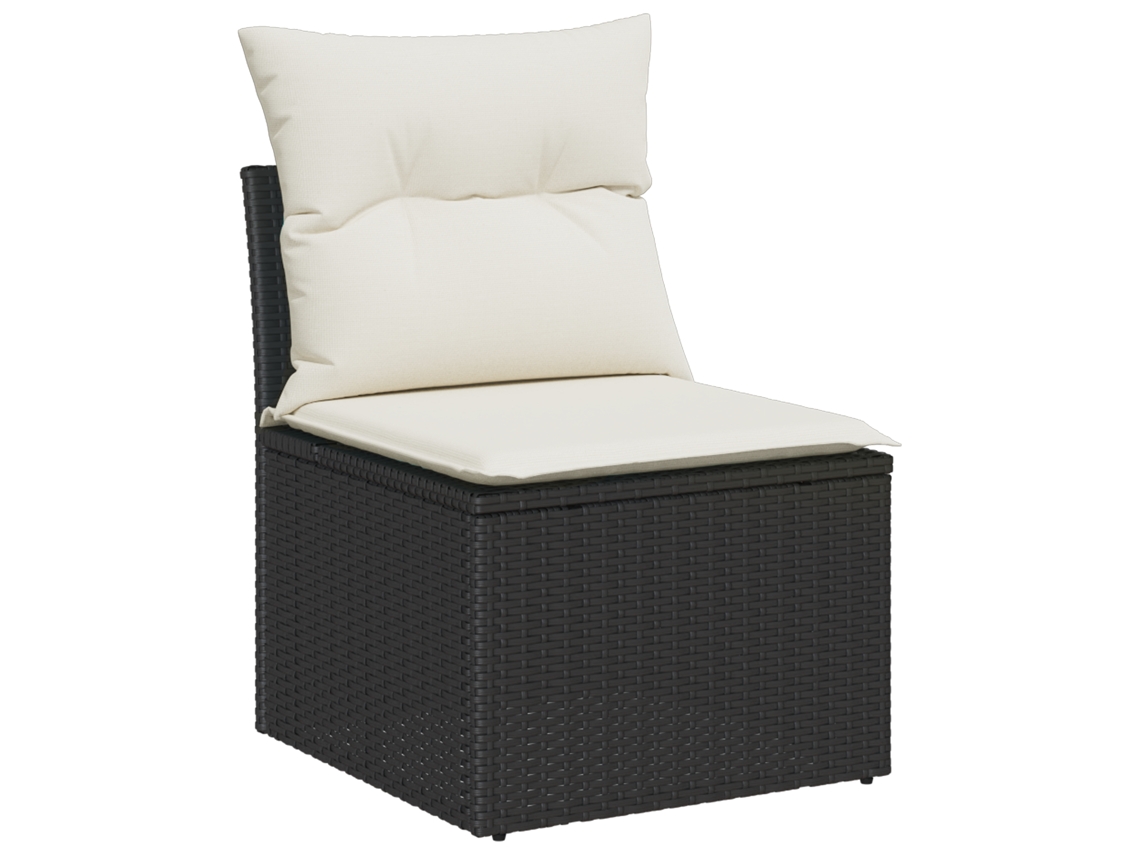 Conjunto 6 Conjunto De Sofá De Jardim Vidaxl Preto Vime Pe (179 X 62 X 69 Cm)