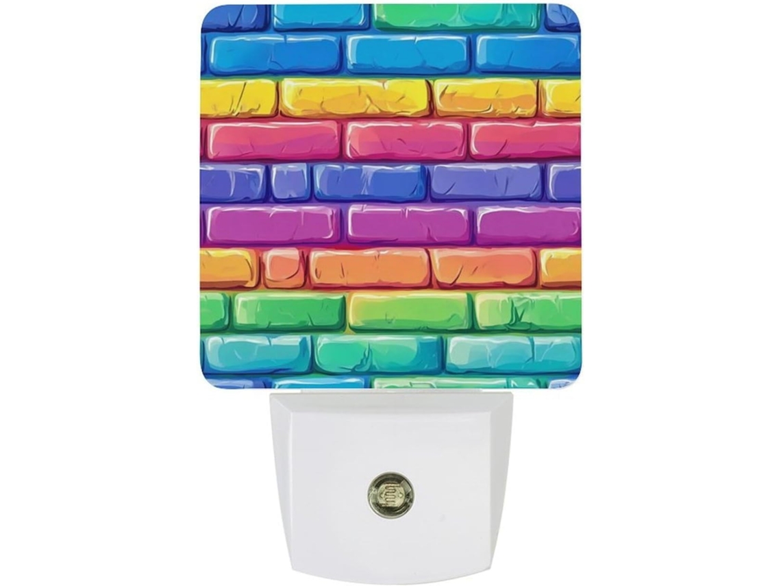Luminária de parede LED com sensor crepuscular, em tons de Tijolo e concreto.