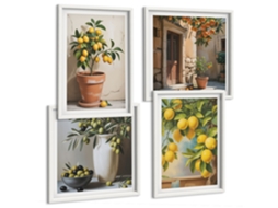 Composição De Quadros Cítrico Retro Na Cozinha Espelharte (4 Peças)