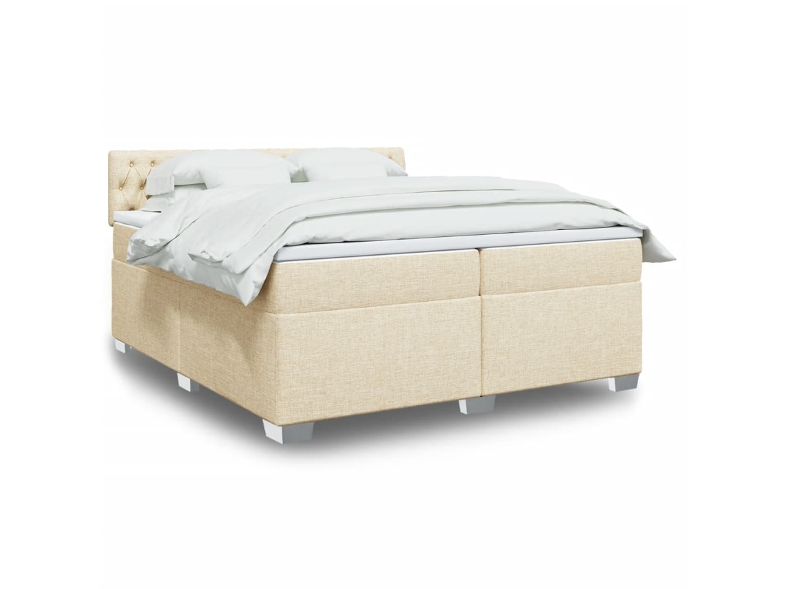 Vidaxl Cama Com Molas/colchão 200x200 Cm Tecido Cor Creme