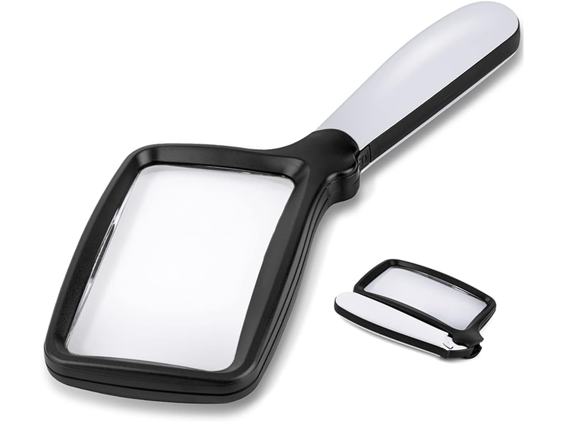 Lupa De Mão Dobrável Com 5 Luzes Led, Ampliação De 2x, 2 Modos De Iluminação E Intensidade Ajustável, Ideal Para Idosos. Aquaforge