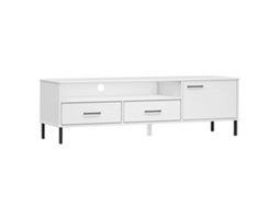 Maison Exclusive - Móvel De Tv C/ Pernas De Metal Pinho Maciço Oslo Branco