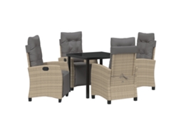 Conjunto 5 De Jantar De Jardim De Vidaxl Bege Rattan Polietileno