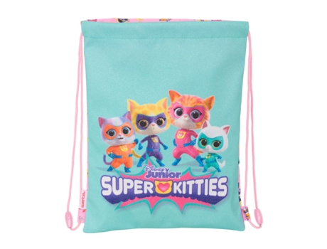 Mochila com cordão Superkitties Turquesa Rosa 26 X 34 X 1 cm