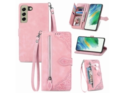 Capa De Couro Resistente A Impactos Com Estampa Floral Em Relevo Para Samsung Galaxy S21 Fe 5g