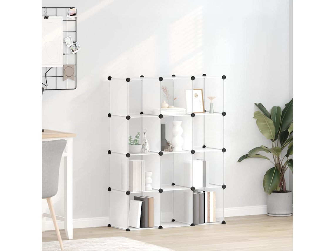 Vidaxl Cubo De Arrumação Com 12 Cubos Pp Transparente