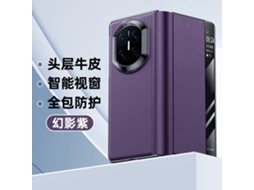 Capa Para Celular Huawei Mate X7 Em Couro Genuíno Com Suporte Inteligente E Janela (roxa)