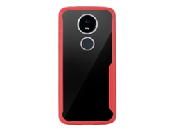 Capa LAXISCREED Motorola E5 Transparente Anti impacto Vermelha