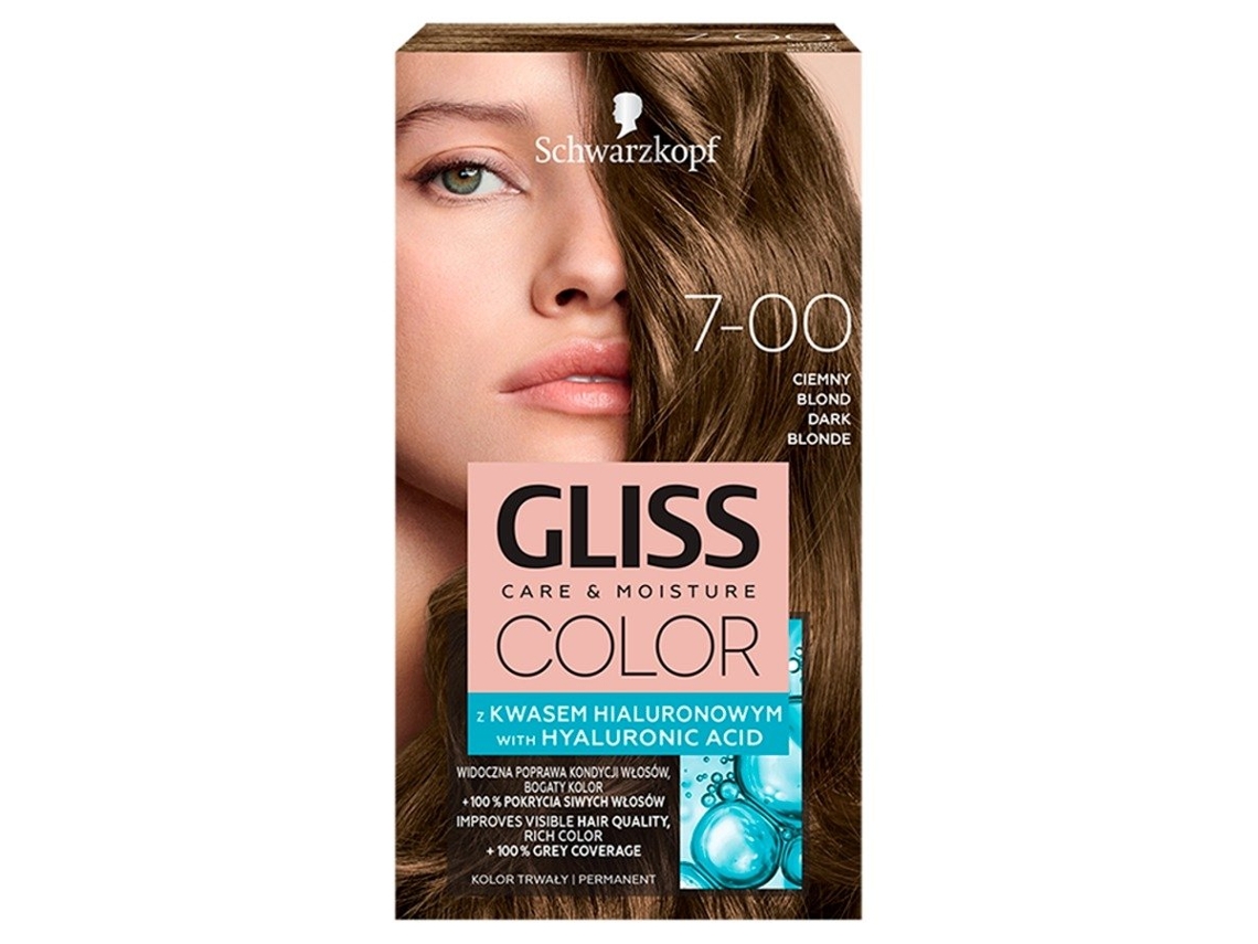 Tinta Para Cabelo Schwarzkopf Gliss Color Com Ácido Hialurônico Loiro Escuro 7 00