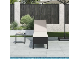 Vidaxl Espreguiçadeira Com Almofadão 55x200x44 Cm Vime Pe Preto