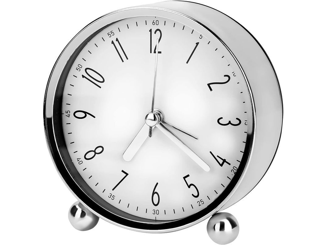 2026-reloj Despertador Silencioso De 4 Pulgadas, Diseño Simple, Batería, Para Dormitorio, Mesa De Noche (branco)