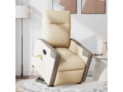 Poltrona de Sala - Cadeira de Descanso - Poltrona Elétrica Elevatória Massagens Tecido Creme HARLANV1