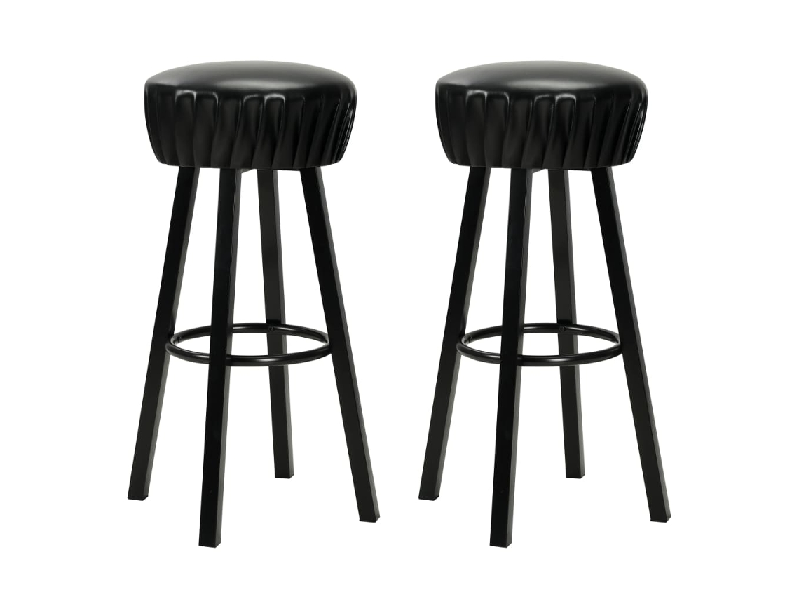 Vidaxl Bancos De Bar 2 Pcs Couro Artificial Preto