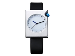 Relógio de pulso masculino analógico em aço com pulseira de PU, estilo simples, Tomi (preto e prata)