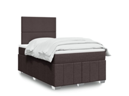 Vidaxl Cama Boxspring Com Colchão 120x190 Cm Tecido Castanho-escuro
