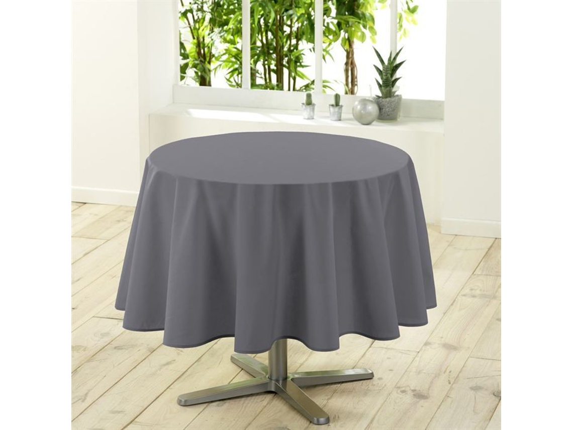 Toalha de Mesa Redonda Lisa com Diâmetro de 180 Cm Essentiel Cinza DOUCEUR D'INTERIEUR