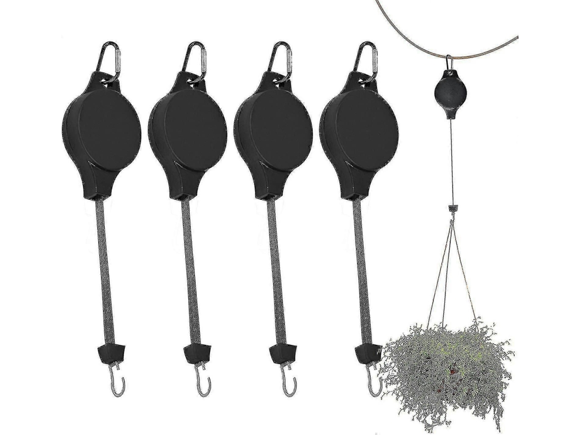 Kit Com 4 Roldanas Retráteis Para Pendurar Plantas E Vasos