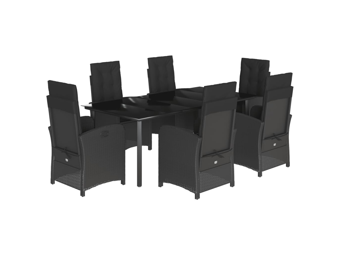 Garden Dining Set, Garden Dining Sets Vidaxl Preto Rattan / Vime (mesa Com 200 Cm De Comprimento)