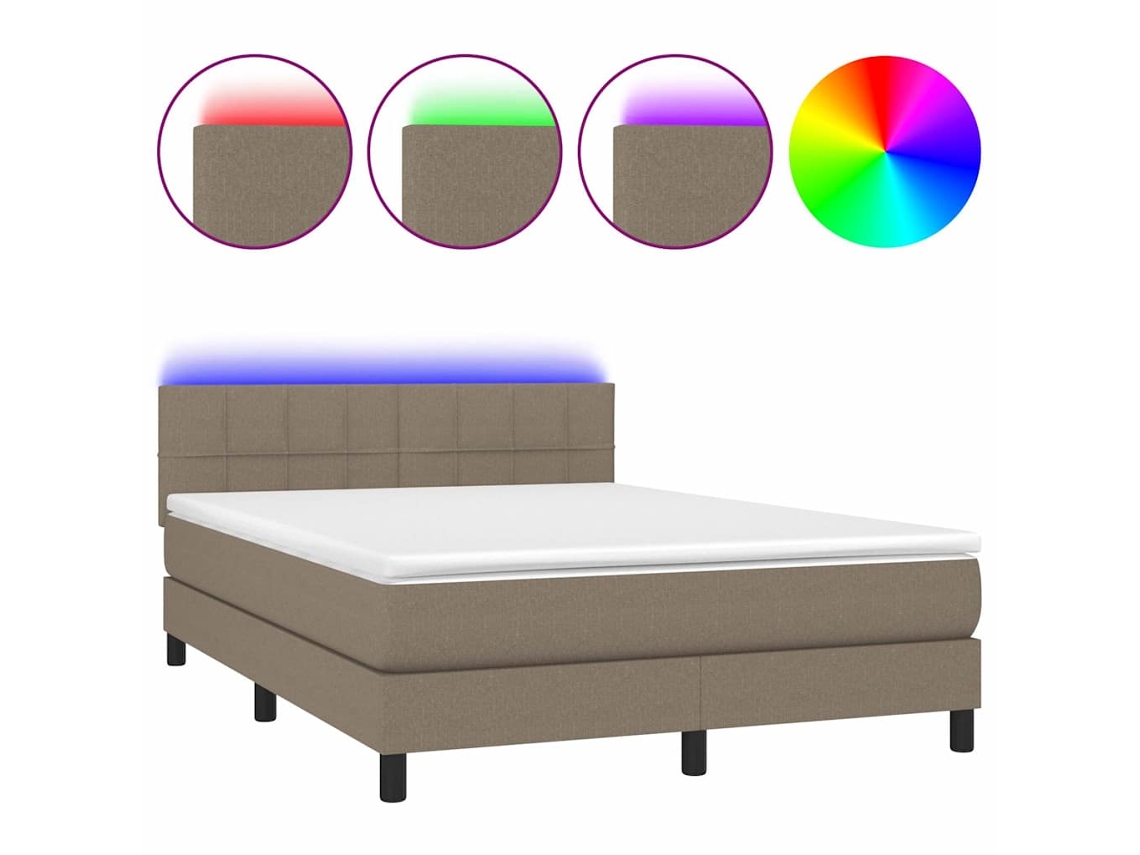 Conjunto 1 Cama Box Spring Vidaxl Marrom-acinzentado Tecido (193 X 144 X 88 Cm)