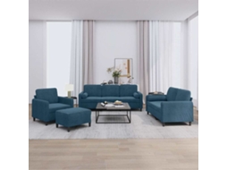 Vidaxl 4 Pcs Conjunto De Sofás Com Almofadas Veludo Azul