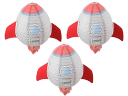 Lanternas De Papel Em Formato De Foguete , Decoração Temática Do Sistema Solar Para Festas Gokoco (3 Peças)