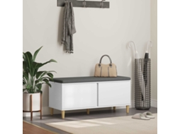 Vidaxl Banco De Hall Com Almofada Com Porta Branco 100 X 38 X 46 Cm