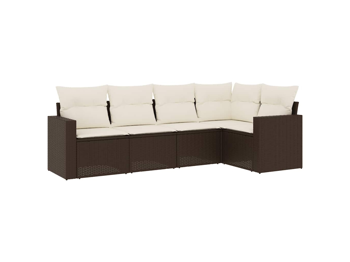 Maison Exclusive - 5 Pcs Conjunto Sofás P/ Jardim C/ Almofadões Vime Pe Castanho