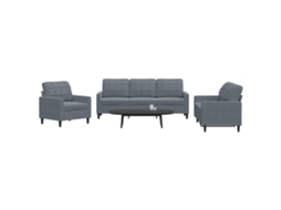 Vidaxl 3 Pcs Conjunto De Sofás Com Almofadões Veludo Cinzento-escuro