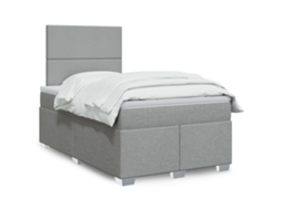 Vidaxl Cama Boxspring Com Colchão 120x190 Cm Tecido Cinzento-claro