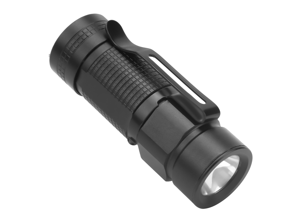 Mini lanterna LED à prova d'água com 3 modos de iluminação e corpo de liga, luz roxa.