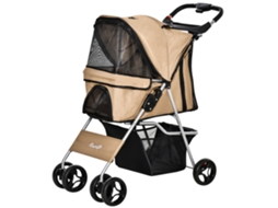 Transportadora Pet Cachorros Café Dobrável 4 Rodas 360° Copo Cesto Gatos