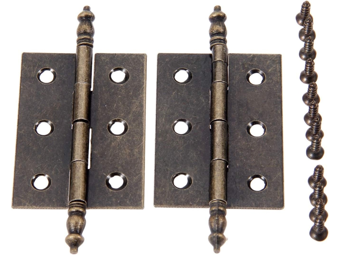 Dobradiças De Metal Dobráveis, Bronze Antigo, 86x55x39mm, 6 Furos,