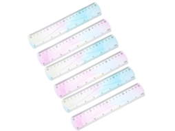 Régua Flexível De Pvc 6 Peças, Com Design Degradê Colorido, Fácil Ler