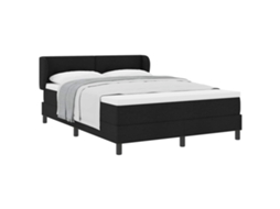 Cama Box com Colchão com Cabeceira Preto 140x200cm Tecido MAISON EXCLUSIVE