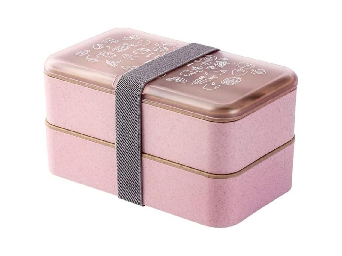 Caixa de Almoço Bento 2 Andares Sem BPA Nova Line Reutilizável Talheres