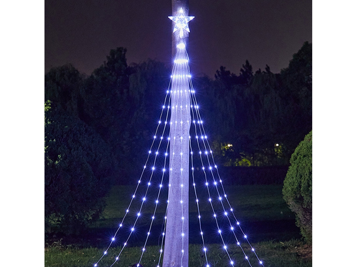 Guirlanda De Natal (branca) Com 180 Luzes Led Em Cascata, Acompanha Controle Remoto Usb E 8 Modos.