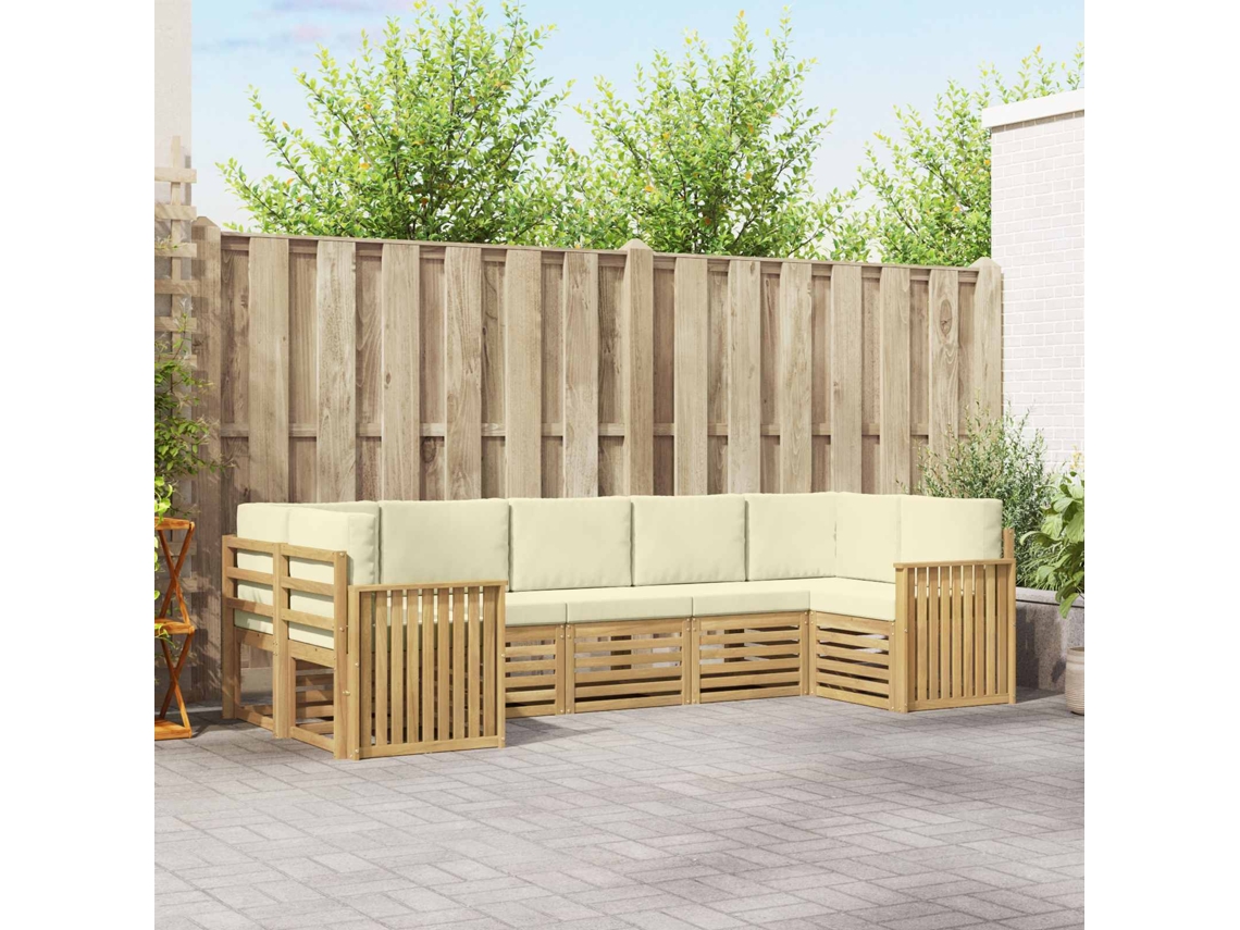 Vidaxl Conjunto De Sofás Para Exterior 7 Pcs Branco E Creme